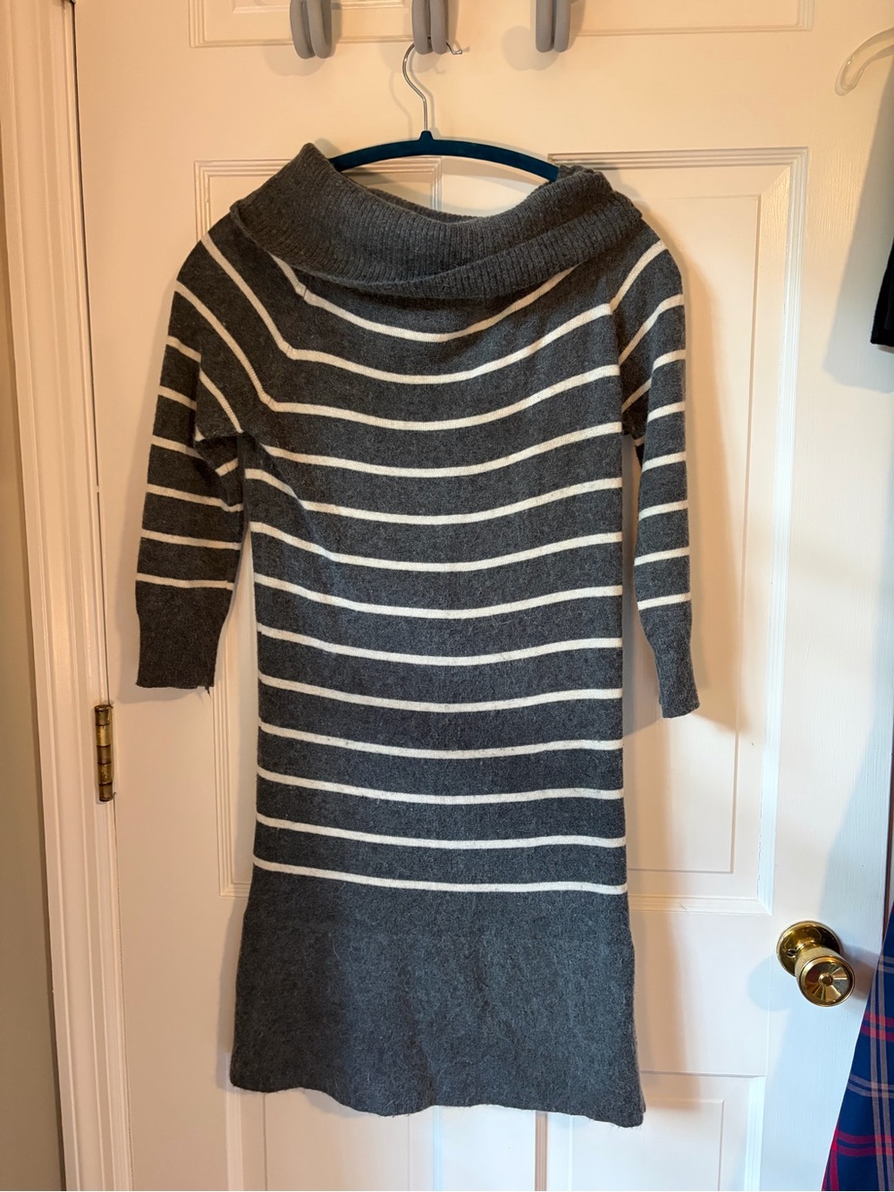 Twenty One Striped Sweater Dress Gray White